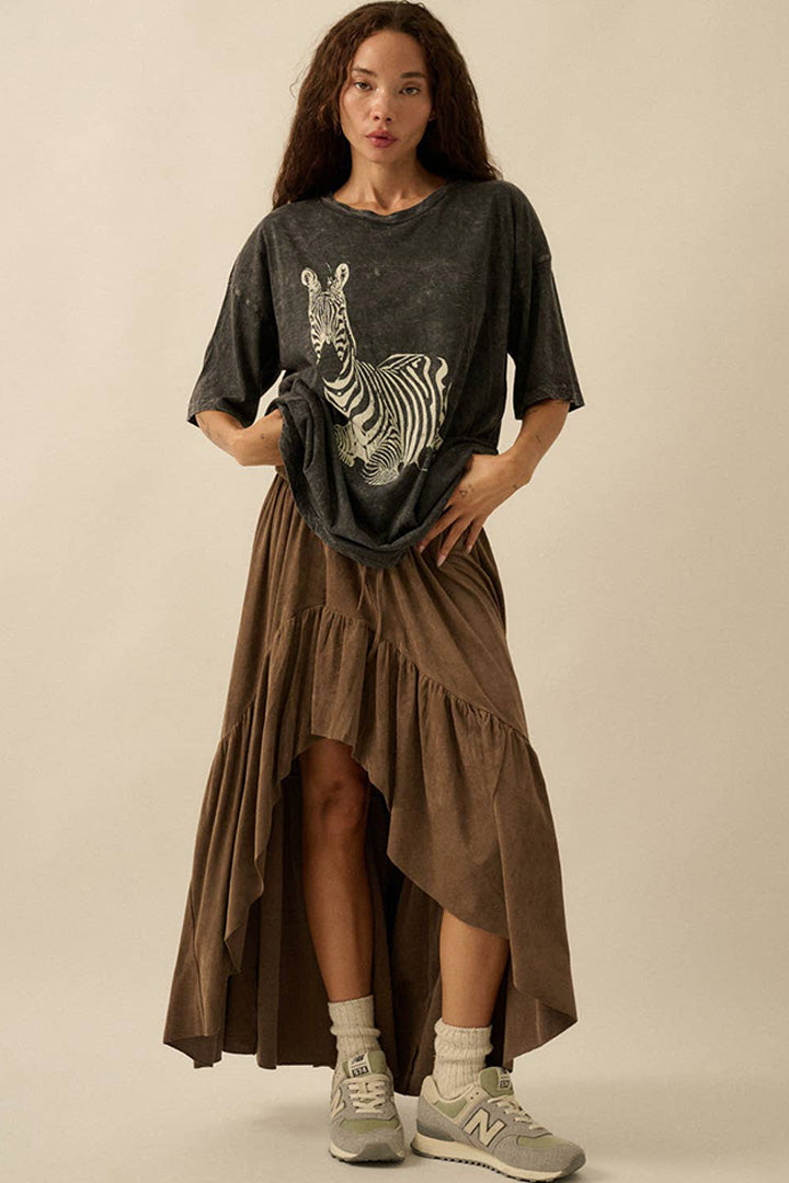 Mineral-Washed Zebra Oversize Graphic Tee