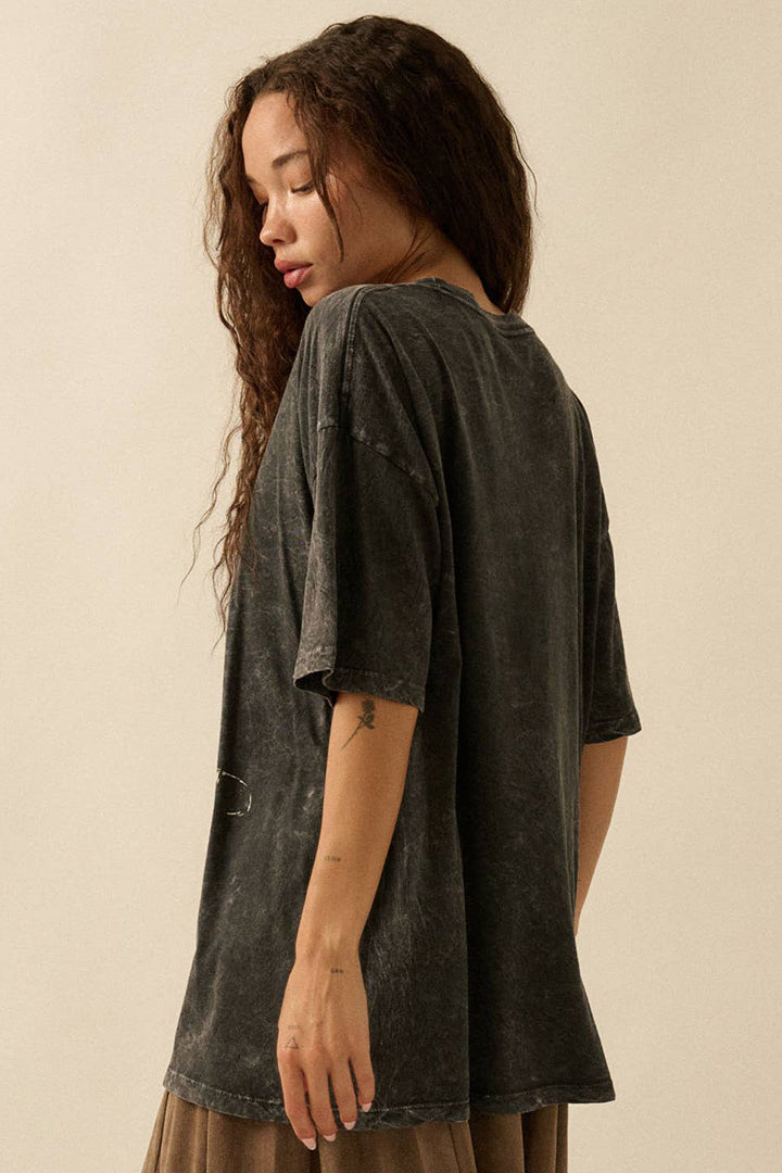 Mineral-Washed Zebra Oversize Graphic Tee